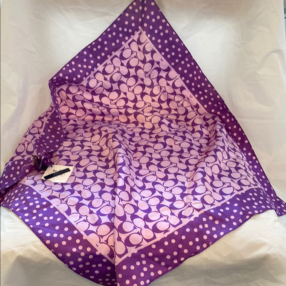 Coach Purple And Pink Ombr Silk Scarf
